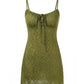 Olive Green Lace Cami Mini Dress with Tie Front R9172