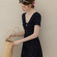 Casual Short Sleeve Floral Dress with Elastic Waist R9169