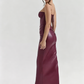 Elegant Pink Satin Strapless Long Dress with Tie Back Detail R9136
