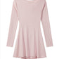 Dusty Pink Cowl Neck Long Sleeve Dress with Shoulder Ties R9174