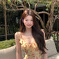 Romantic Yellow Floral Bodycon Dress R9120