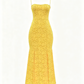 Yellow Floral Jacquard Mermaid Maxi Dress with Lace-Up Back R9137
