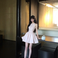 Pink Sleeveless Pleated Waist Slim A-Line Short Skirt Homecoming Dress R5077