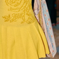 Yellow Halter Neck Mini Dress With Rose Embroidery And Pleated Skirt R9284