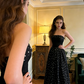 Black strapless polka dot fitted long ball gown/bridal dress R8581