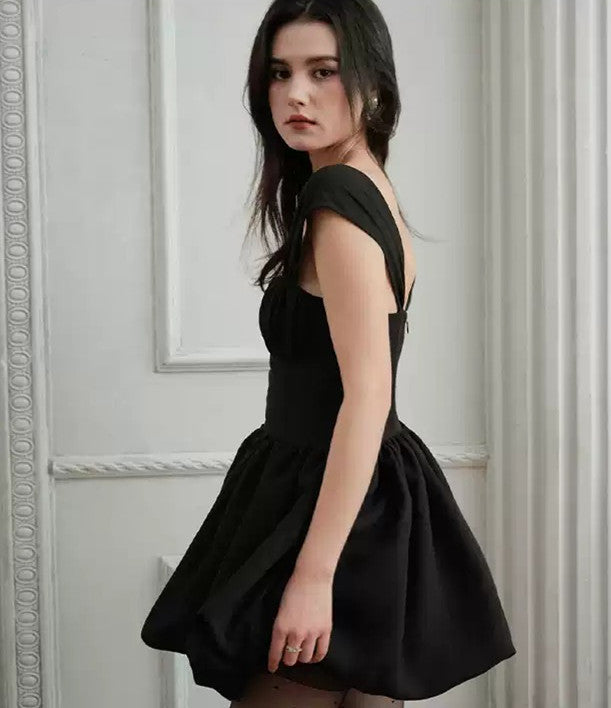 Romantic Corset Dress Square Neck Front Bow Tie Chiffon R9186