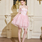 Corset Style Pink Floral Tulle Dress with Spaghetti Straps R9209