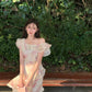 Romantic Off-Shoulder Floral Mini Dress with Ruffle Trim & Waist Tie R9146