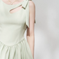 Mint Green A-Line Dress, Women's Sleeveless with Cutout Neck and Bow Shoulder Mini Dress R9339