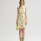 Beige Floral Embroidered Cami Mini Dress Women With Button Front Detail R9478