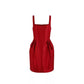 Elegant Cocktail Mini Dress Square Neck Waist Pleat Detail Satin R9187