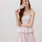 Pink Tiered Ruffle Mini Dress Women With Spaghetti Straps And Bubble Hem R9488