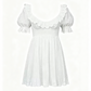 White Puff Sleeve Ruffled Babydoll Mini Dress R9138