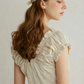Beige Floral Print Mini Dress Women With Ruffled V-Neck And Puff Sleeves R9456
