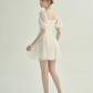 White Tulle Mini Dress Women With Puff Sleeves And Square Neck R9484