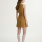 Camel Linen-Blend Sheath Dress Women With Round Neck And Sleeveless Design R9460
