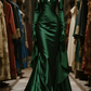 Green suspender satin waist slim hip sexy long skirt ball gown R6068
