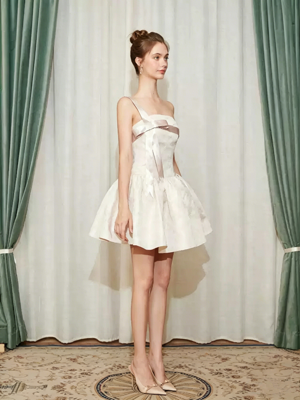 Coquette Tiered Spaghetti Strap Mini Dress with Bow & Ruffle Detail R9149