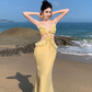 Sexy suspender dress pure desire style clothes super fairy vacation wear backless beach dress R1572