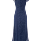 2025 Summer New Navy Retro Polka Dot French Square Neck Short Sleeve Long Dress R0927