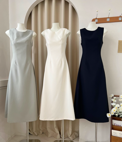 Long skirt thin material suit skirt slim temperament long solid color dress R2091