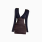 Sexy hot girl V-neck long-sleeved dress 2025 pure desire waist hip skirt R1144
