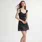 French style black skirt floral suspender skirt short dress R2696