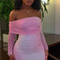 Pink gradient tube top tight sexy hip skirt homecoming dress R2469