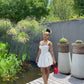 White suspender low-cut sexy A-line cute fluffy lace skirt homecoming dress R2447