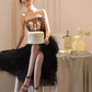 Birthday party small dress skirt high-end niche temperament sequin tube top dress two-piece suit R1783