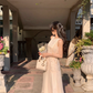 White moonlight temperament long skirt new summer style high-end waist slimming dress R4343