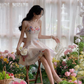 Beautiful printed suspender dress for summer unique and beautiful waist slimming princess dress R4213