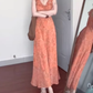 Floral suspender skirt niche design flying sleeves v-neck waist beautiful dress R0775