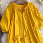 Rose Story Same Style Mid Sleeve V-Neck Yellow Dress Summer French Loose Skirt R0313