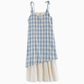 Summer temperament blue plaid suspender dress beautiful holiday dress R1891