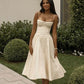 White suspender satin waist slim long skirt homecoming dress R3852