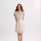 Private French floral suspender skirt wood ear edge dress holiday short skirt skirt R2712