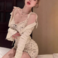 French floral suspender dress 2025 pure desire design cardigan two-piece suit R1279