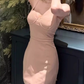 French pure desire style sling dress 2025 temperament slim waist hip skirt R1399