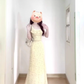 Tea break French yellow floral dress gentle temperament beautiful waist slim hip skirt R0449