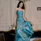 Mermaid Princess Blue Dress mermaid evening dress long party dress      S5975