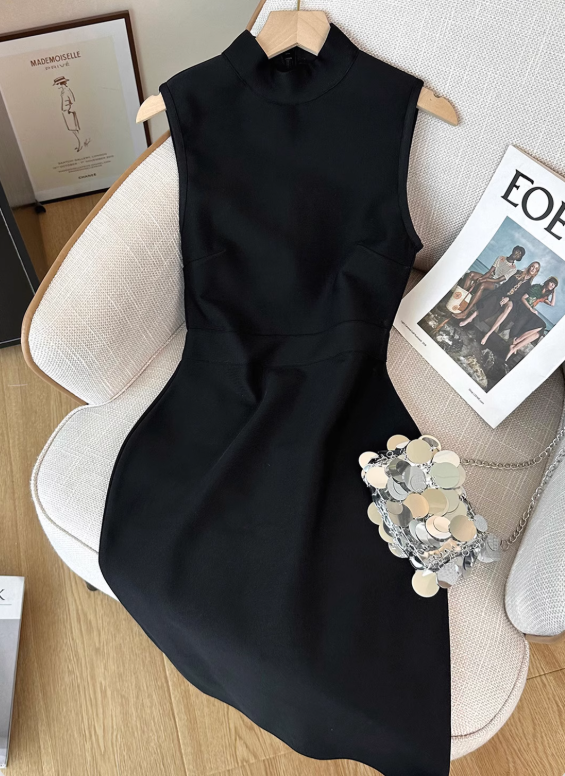 French style tube top dress for women new style waist slimming short A-line skirt small dress R4033