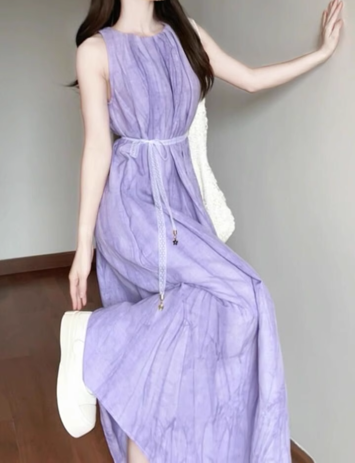 Sleeveless dress 2025 new style super beautiful niche design high-end long skirt R0720