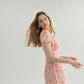 French pink dress summer petite floral dress short skirt fairy skirt R2768