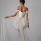 French White Satin One Shoulder Evening Gown Homecoming Dress R2978