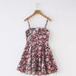 French retro sky blue floral chest cushion for slimming, waist cinching, large skirt with suspender R2873