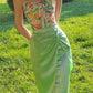 Floral tube top stitching green hip skirt homecoming dress R3470