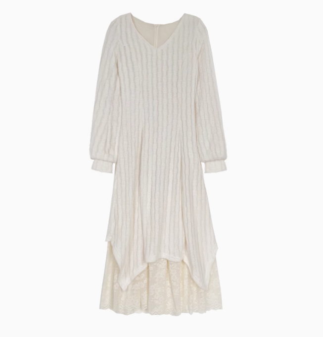 2025 new style white knitted dress with coat and sweater dress R1895