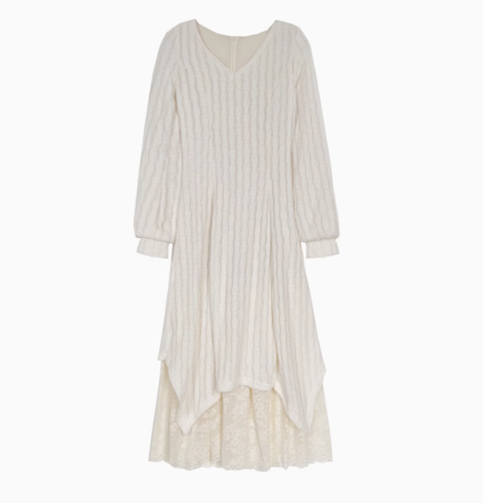 2025 new style white knitted dress with coat and sweater dress R1895