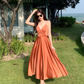 Wearing a celebrity suspender backless dress, slim fairy dress, holiday beach dress R1574